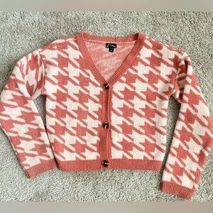 Cute button up sweater- Orange n white.. girl's size XL (14) - "art class" brand